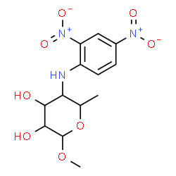 ChemSpider 2D Image | Methyl 4,6-dideoxy-4-[(2,4-dinitrophenyl)amino]hexopyranoside | C13H17N3O8