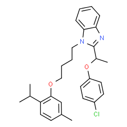 ChemSpider 2D Image | 2-[1-(4-Chlorophenoxy)ethyl]-1-[4-(2-isopropyl-5-methylphenoxy)butyl]-1H-benzimidazole | C29H33ClN2O2