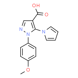 ChemSpider 2D Image | 1-(4-Methoxyphenyl)-5-(1H-pyrrol-1-yl)-1H-pyrazole-4-carboxylic acid | C15H13N3O3