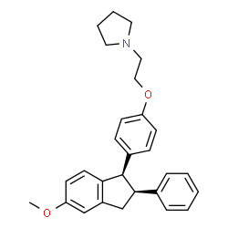 ChemSpider 2D Image | 1-(2-{4-[(1R,2S)-5-Methoxy-2-phenyl-2,3-dihydro-1H-inden-1-yl]phenoxy}ethyl)pyrrolidine | C28H31NO2