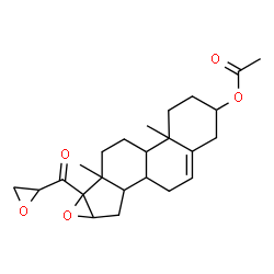 ChemSpider 2D Image | 17-(2-Oxiranylcarbonyl)-16,17-epoxyandrost-5-en-3-yl acetate | C24H32O5