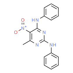 ChemSpider 2D Image | 6-Methyl-5-nitro-N,N'-diphenyl-2,4-pyrimidinediamine | C17H15N5O2