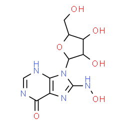 ChemSpider 2D Image | 8-(Hydroxyamino)-9-pentofuranosyl-3,9-dihydro-6H-purin-6-one | C10H13N5O6