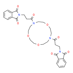 ChemSpider 2D Image | 2,2'-[1,4,10-Trioxa-7,13-diazacyclopentadecane-7,13-diylbis(3-oxo-3,1-propanediyl)]bis(1H-isoindole-1,3(2H)-dione) | C32H36N4O9