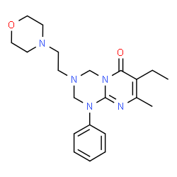 ChemSpider 2D Image | 7-Ethyl-8-methyl-3-[2-(4-morpholinyl)ethyl]-1-phenyl-1,2,3,4-tetrahydro-6H-pyrimido[1,2-a][1,3,5]triazin-6-one | C21H29N5O2