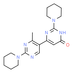 ChemSpider 2D Image | [4,5'-bipyrimidin]-6-ol, 4'-methyl-2,2'-di-1-piperidinyl- | C19H26N6O