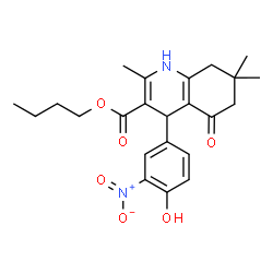 ChemSpider 2D Image | Butyl 4-(4-hydroxy-3-nitrophenyl)-2,7,7-trimethyl-5-oxo-1,4,5,6,7,8-hexahydro-3-quinolinecarboxylate | C23H28N2O6