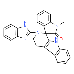 ChemSpider 2D Image | 2-(1H-Benzimidazol-2-yl)-1'-methyl-2,3,4,9-tetrahydrospiro[beta-carboline-1,3'-indol]-2'(1'H)-one | C26H21N5O