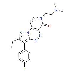 ChemSpider 2D Image | 7-[2-(Dimethylamino)ethyl]-2-ethyl-3-(4-fluorophenyl)pyrazolo[5,1-c]pyrido[4,3-e][1,2,4]triazin-6(7H)-one | C20H21FN6O