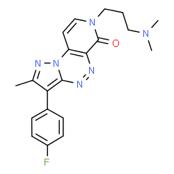 ChemSpider 2D Image | 7-[3-(Dimethylamino)propyl]-3-(4-fluorophenyl)-2-methylpyrazolo[5,1-c]pyrido[4,3-e][1,2,4]triazin-6(7H)-one | C20H21FN6O