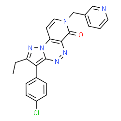 ChemSpider 2D Image | 3-(4-Chlorophenyl)-2-ethyl-7-(3-pyridinylmethyl)pyrazolo[5,1-c]pyrido[4,3-e][1,2,4]triazin-6(7H)-one | C22H17ClN6O