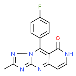 ChemSpider 2D Image | 9-(4-Fluorophenyl)-2-methylpyrido[4,3-d][1,2,4]triazolo[1,5-a]pyrimidin-8(7H)-one | C15H10FN5O