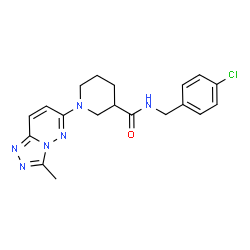 ChemSpider 2D Image | N-(4-Chlorobenzyl)-1-(3-methyl[1,2,4]triazolo[4,3-b]pyridazin-6-yl)-3-piperidinecarboxamide | C19H21ClN6O