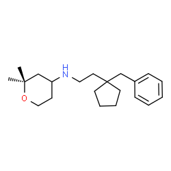 ChemSpider 2D Image | N-[2-(1-Benzylcyclopentyl)ethyl]-2,2-dimethyltetrahydro-2H-pyran-4-amine | C21H33NO