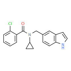 ChemSpider 2D Image | 2-Chloro-N-cyclopropyl-N-(1H-indol-5-ylmethyl)benzamide | C19H17ClN2O