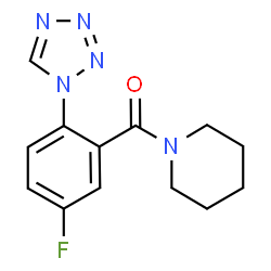 ChemSpider 2D Image | [5-Fluoro-2-(1H-tetrazol-1-yl)phenyl](1-piperidinyl)methanone | C13H14FN5O
