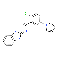 ChemSpider 2D Image | N-(1H-Benzimidazol-2-yl)-2-chloro-5-(1H-pyrrol-1-yl)benzamide | C18H13ClN4O