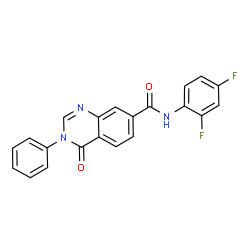 ChemSpider 2D Image | N-(2,4-Difluorophenyl)-4-oxo-3-phenyl-3,4-dihydro-7-quinazolinecarboxamide | C21H13F2N3O2