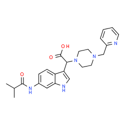 ChemSpider 2D Image | [6-(Isobutyrylamino)-1H-indol-3-yl][4-(2-pyridinylmethyl)-1-piperazinyl]acetic acid | C24H29N5O3