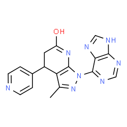 ChemSpider 2D Image | 3-Methyl-1-(1H-purin-6-yl)-4-(4-pyridinyl)-1,4,5,7-tetrahydro-6H-pyrazolo[3,4-b]pyridin-6-one | C17H14N8O
