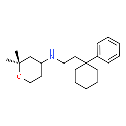 ChemSpider 2D Image | 2,2-Dimethyl-N-[2-(1-phenylcyclohexyl)ethyl]tetrahydro-2H-pyran-4-amine | C21H33NO