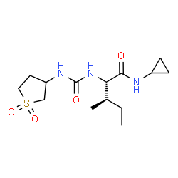 ChemSpider 2D Image | N-Cyclopropyl-N~2~-[(1,1-dioxidotetrahydro-3-thiophenyl)carbamoyl]-L-alloisoleucinamide | C14H25N3O4S