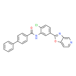 ChemSpider 2D Image | N-[2-Chloro-5-([1,3]oxazolo[4,5-c]pyridin-2-yl)phenyl]-4-biphenylcarboxamide | C25H16ClN3O2
