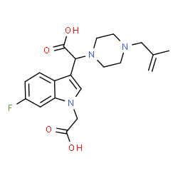 ChemSpider 2D Image | [1-(Carboxymethyl)-6-fluoro-1H-indol-3-yl][4-(2-methyl-2-propen-1-yl)-1-piperazinyl]acetic acid | C20H24FN3O4