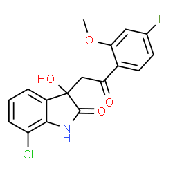 ChemSpider 2D Image | 7-Chloro-3-[2-(4-fluoro-2-methoxyphenyl)-2-oxoethyl]-3-hydroxy-1,3-dihydro-2H-indol-2-one | C17H13ClFNO4