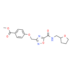 ChemSpider 2D Image | Methyl 4-({5-[(tetrahydro-2-furanylmethyl)carbamoyl]-1,2,4-oxadiazol-3-yl}methoxy)benzoate | C17H19N3O6