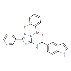 ChemSpider 2D Image | (2-Fluorophenyl){5-[(1H-indol-5-ylmethyl)amino]-3-(3-pyridinyl)-1H-1,2,4-triazol-1-yl}methanone | C23H17FN6O
