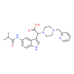 ChemSpider 2D Image | [5-(Isobutyrylamino)-1H-indol-3-yl][4-(2-pyridinylmethyl)-1-piperazinyl]acetic acid | C24H29N5O3
