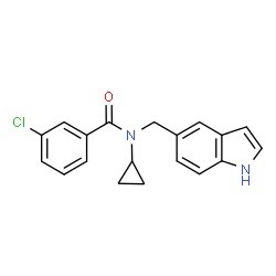 ChemSpider 2D Image | 3-Chloro-N-cyclopropyl-N-(1H-indol-5-ylmethyl)benzamide | C19H17ClN2O