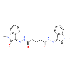 ChemSpider 2D Image | N'~1~,N'~5~-Bis[(3E)-1-methyl-2-oxo-1,2-dihydro-3H-indol-3-ylidene]pentanedihydrazide | C23H22N6O4