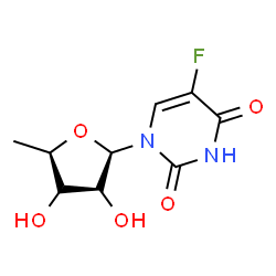 ChemSpider 2D Image | 1-(5-Deoxy-D-erythro-pentofuranosyl)-5-fluoro-2,4(1H,3H)-pyrimidinedione | C9H11FN2O5