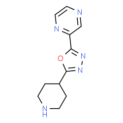ChemSpider 2D Image | 2-[5-(4-Piperidinyl)-1,3,4-oxadiazol-2-yl]pyrazine | C11H13N5O