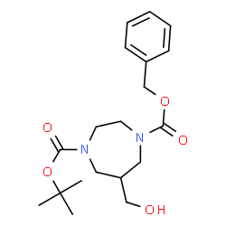 ChemSpider 2D Image | Benzyl tert-butyl 6-(hydroxymethyl)-1,4-diazepane-1,4-dicarboxylate | C19H28N2O5