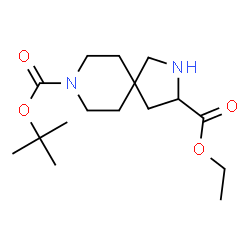 ChemSpider 2D Image | 8-tert-Butyl 3-ethyl 2,8-diazaspiro[4.5]decane-3,8-dicarboxylate | C16H28N2O4