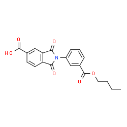 ChemSpider 2D Image | 2-[3-(Butoxycarbonyl)phenyl]-1,3-dioxo-5-isoindolinecarboxylic acid | C20H17NO6