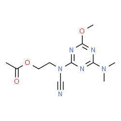 ChemSpider 2D Image | 2-{Cyano[4-(dimethylamino)-6-methoxy-1,3,5-triazin-2-yl]amino}ethyl acetate | C11H16N6O3