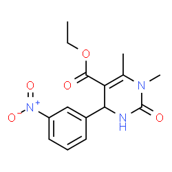 ChemSpider 2D Image | Ethyl 1,6-dimethyl-4-(3-nitrophenyl)-2-oxo-1,2,3,4-tetrahydro-5-pyrimidinecarboxylate | C15H17N3O5