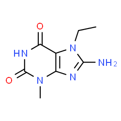 ChemSpider 2D Image | 8-amino-7-ethyl-3-methyl-1H-purine-2,6(3H,7H)-dione | C8H11N5O2