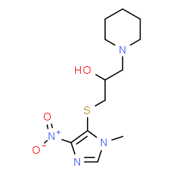 ChemSpider 2D Image | 1-(3-Methyl-5-nitro-3H-imidazol-4-ylsulfanyl)-3-piperidin-1-yl-propan-2-ol | C12H20N4O3S