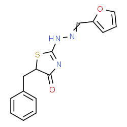ChemSpider 2D Image | 5-Benzyl-2-[2-(2-furylmethylene)hydrazino]-1,3-thiazol-4(5H)-one | C15H13N3O2S