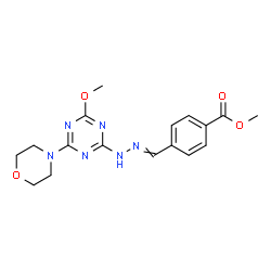 ChemSpider 2D Image | Methyl 4-({[4-methoxy-6-(4-morpholinyl)-1,3,5-triazin-2-yl]hydrazono}methyl)benzoate | C17H20N6O4