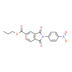 ChemSpider 2D Image | Propyl 2-(4-nitrophenyl)-1,3-dioxo-5-isoindolinecarboxylate | C18H14N2O6