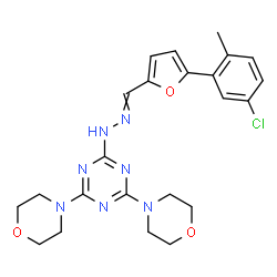ChemSpider 2D Image | 2-(2-{[5-(5-Chloro-2-methylphenyl)-2-furyl]methylene}hydrazino)-4,6-di(4-morpholinyl)-1,3,5-triazine | C23H26ClN7O3