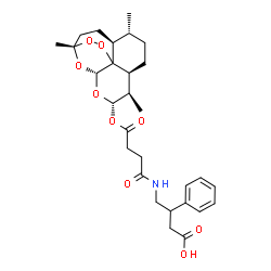 ChemSpider 2D Image | 4-[(4-Oxo-4-{[(1S,4S,5R,8S,9R,10S,12R)-1,5,9-trimethyl-11,14,15,16-tetraoxatetracyclo[10.3.1.0~4,13~.0~8,13~]hexadec-10-yl]oxy}butanoyl)amino]-3-phenylbutanoic acid | C29H39NO9