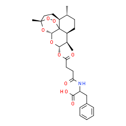ChemSpider 2D Image | N-(4-Oxo-4-{[(1S,4S,5R,8S,9R,10S,12R)-1,5,9-trimethyl-11,14,15,16-tetraoxatetracyclo[10.3.1.0~4,13~.0~8,13~]hexadec-10-yl]oxy}butanoyl)phenylalanine | C28H37NO9