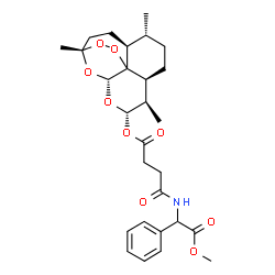 ChemSpider 2D Image | (1S,4S,5R,8S,9R,10S,12R)-1,5,9-Trimethyl-11,14,15,16-tetraoxatetracyclo[10.3.1.0~4,13~.0~8,13~]hexadec-10-yl 4-[(2-methoxy-2-oxo-1-phenylethyl)amino]-4-oxobutanoate | C28H37NO9